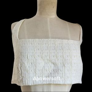 NWT ROYALTY by MALUMA tweed cream crop Top XL